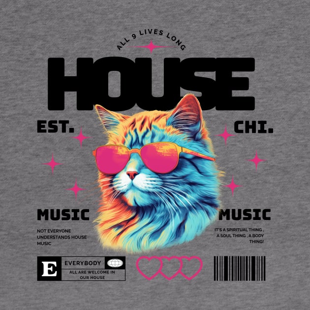 HOUSE MUSIC  - Cool Cat In Shades (black/Pink) by DISCOTHREADZ 